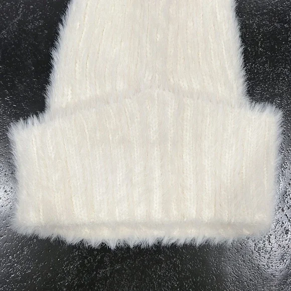 Cream Pom Pom Beanie Hat - Picture 3 of 3